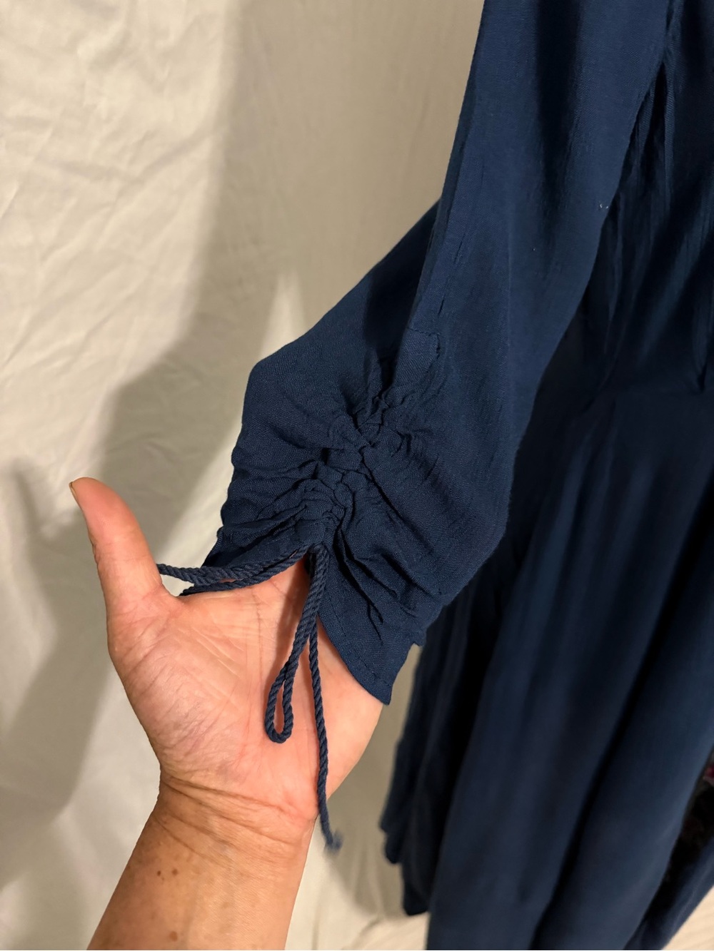 Free People Journey To Horizon maxi embroidered  v neck dark blue dress modest 6 - Picture 6 of 13